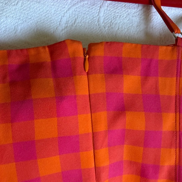 J. CREW Collection Invite Dress in Gingham Size 8 Vibrant Orange and Pink Midi - Picture 13 of 17